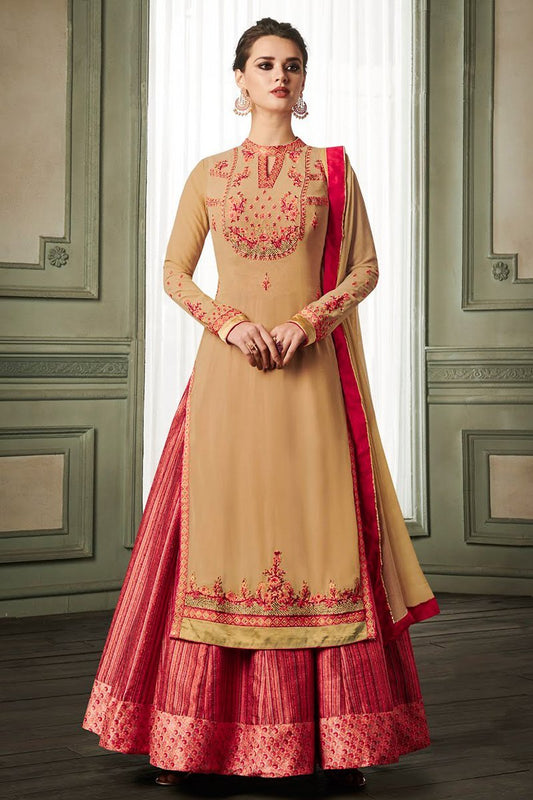 Pink Georgette Party Wear Anarkali Suit