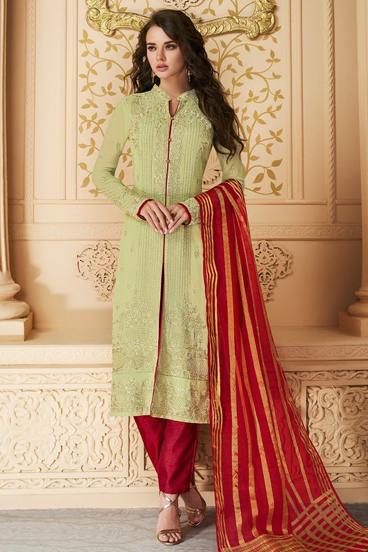 Charming Mint Green Georgette Party Wear Suit
