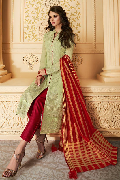 Charming Mint Green Georgette Party Wear Suit