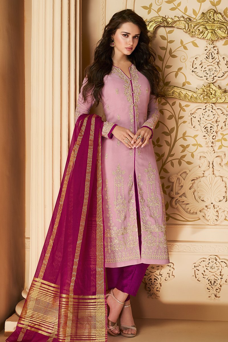 Stunning Lavender Georgette Party Wear Suit