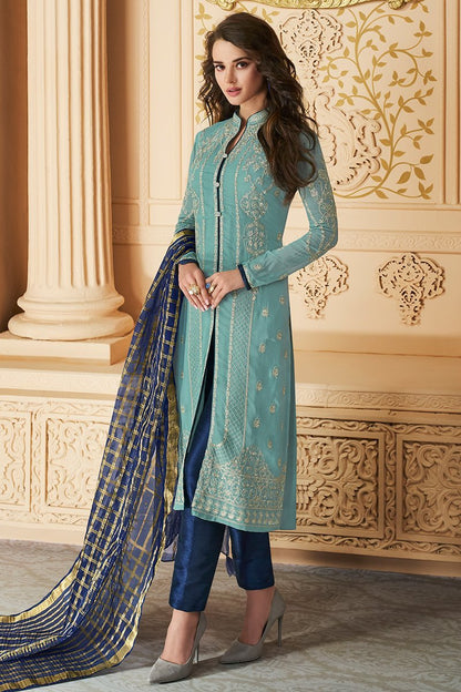 Carolina Blue Georgette Party Wear Suit