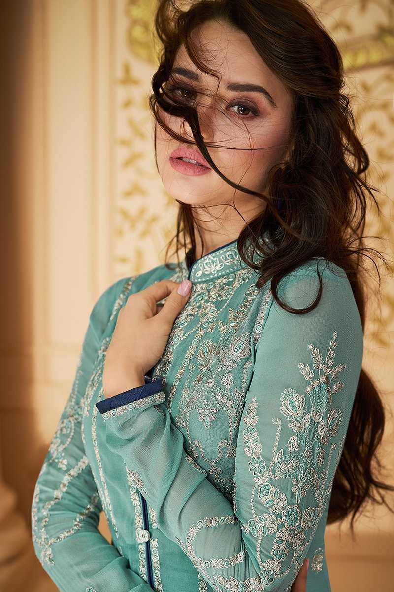 Carolina Blue Georgette Party Wear Suit