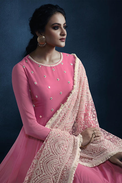 Baby Pink Designer Georgette Gown