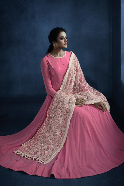Baby Pink Designer Georgette Gown