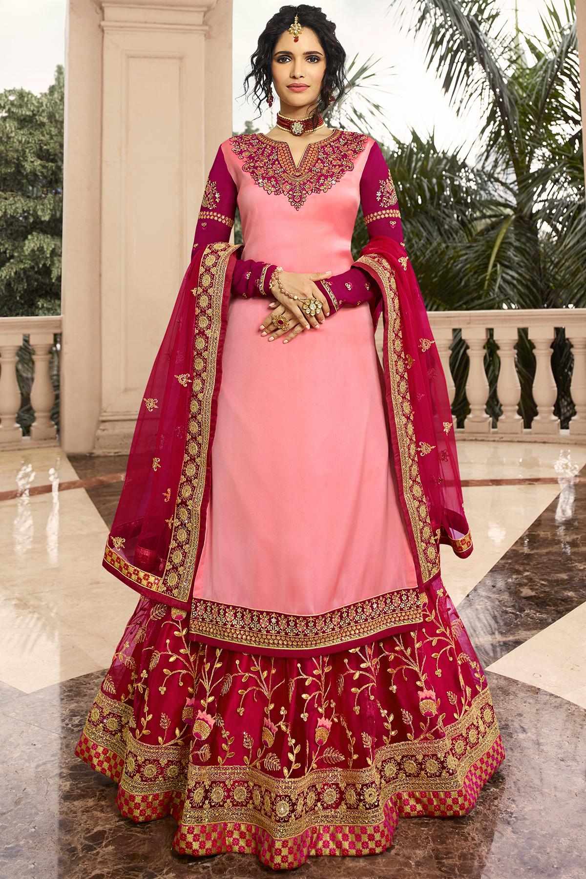 Baby Pink Designer Gharara Suit