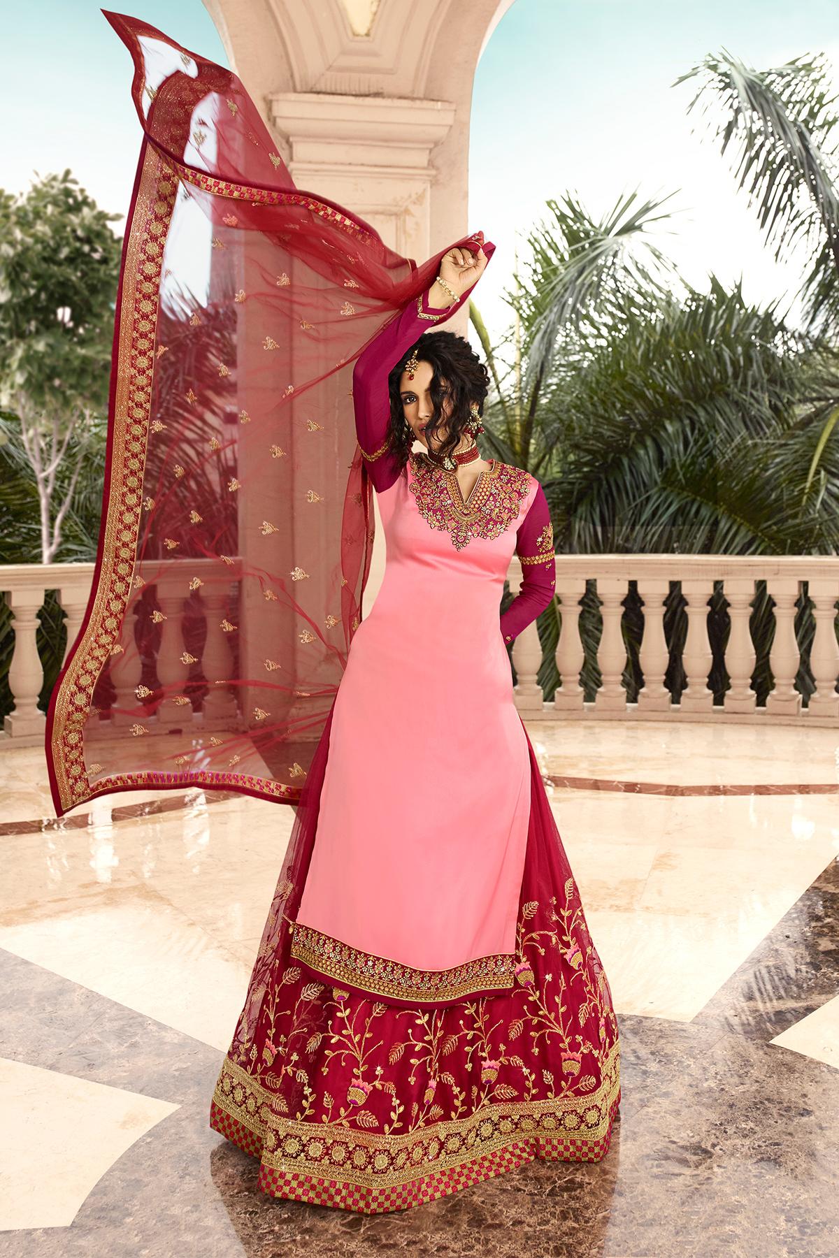 Baby Pink Designer Gharara Suit