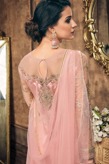 Baby Pink Designer Straight Suit