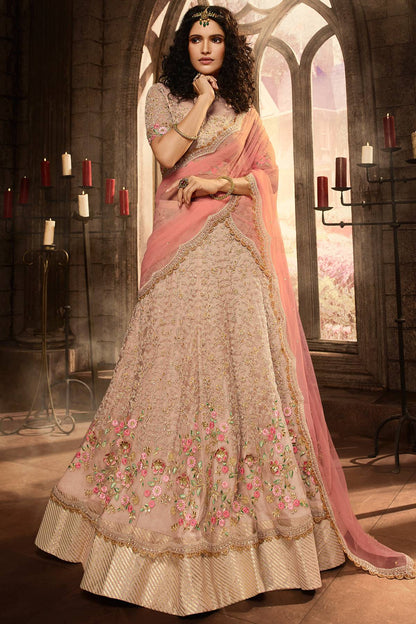 Baby Pink Net Lehenga Choli Set