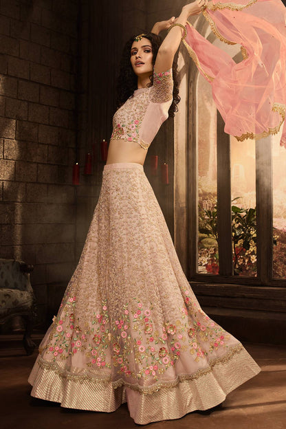 Baby Pink Net Lehenga Choli Set