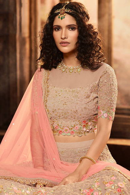 Baby Pink Net Lehenga Choli Set