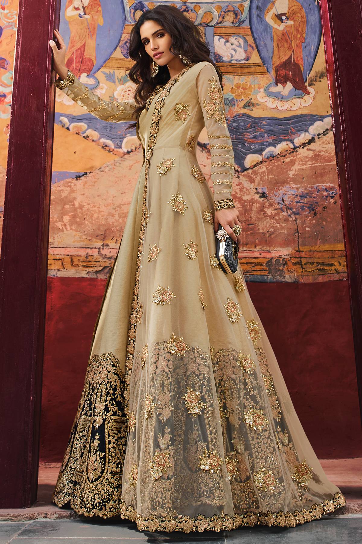 Beige Party Designer Anarkali Suit