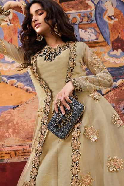 Beige Party Designer Anarkali Suit