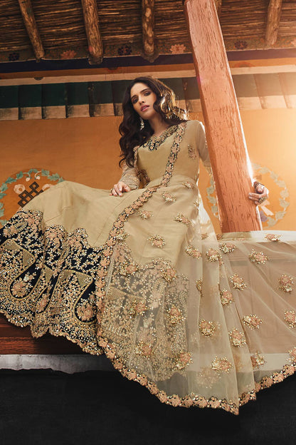 Beige Party Designer Anarkali Suit