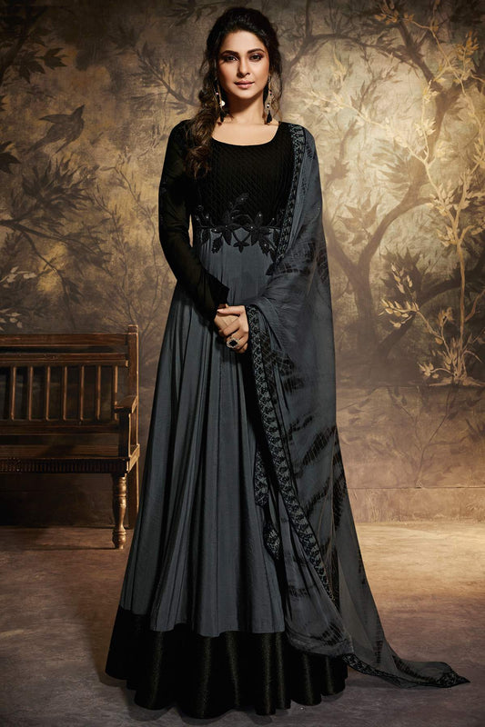 Black And Grey Designer Gown