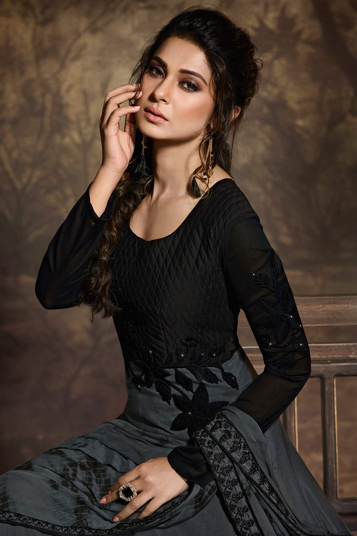 Black And Grey Designer Gown