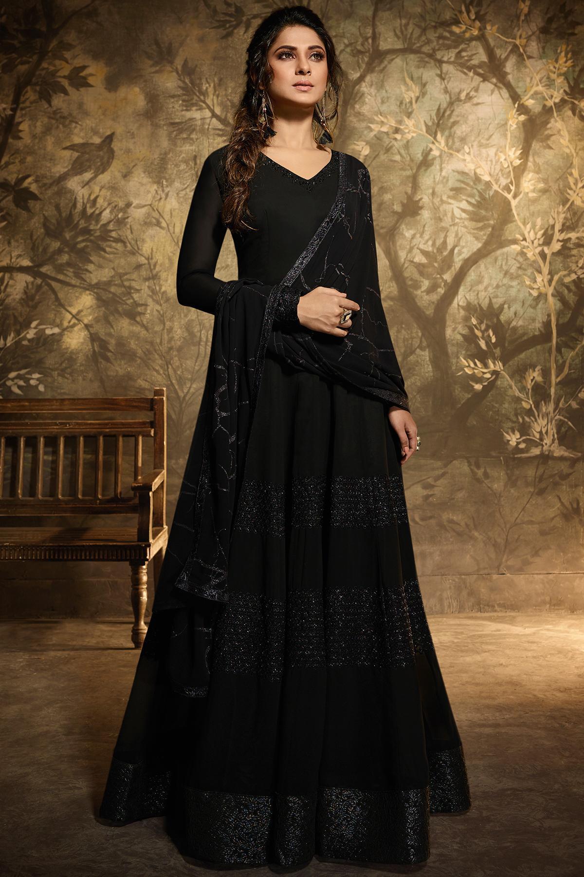 Black Designer Party Wear Georgette Gown