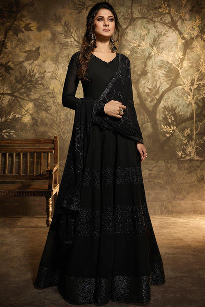 Black Designer Party Wear Georgette Gown