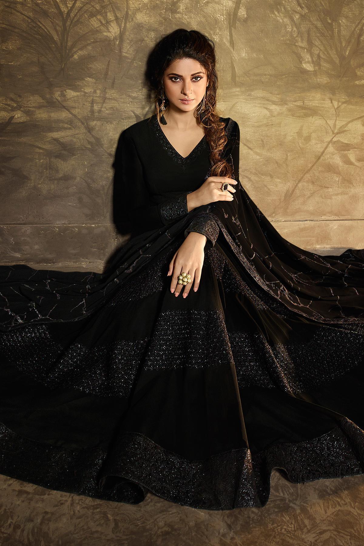 Black Designer Party Wear Georgette Gown
