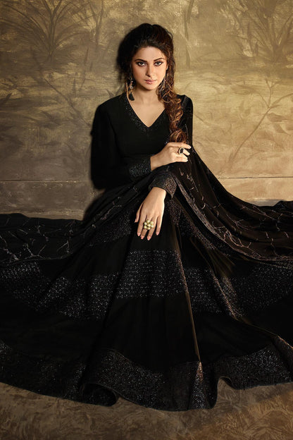 Black Designer Party Wear Georgette Gown