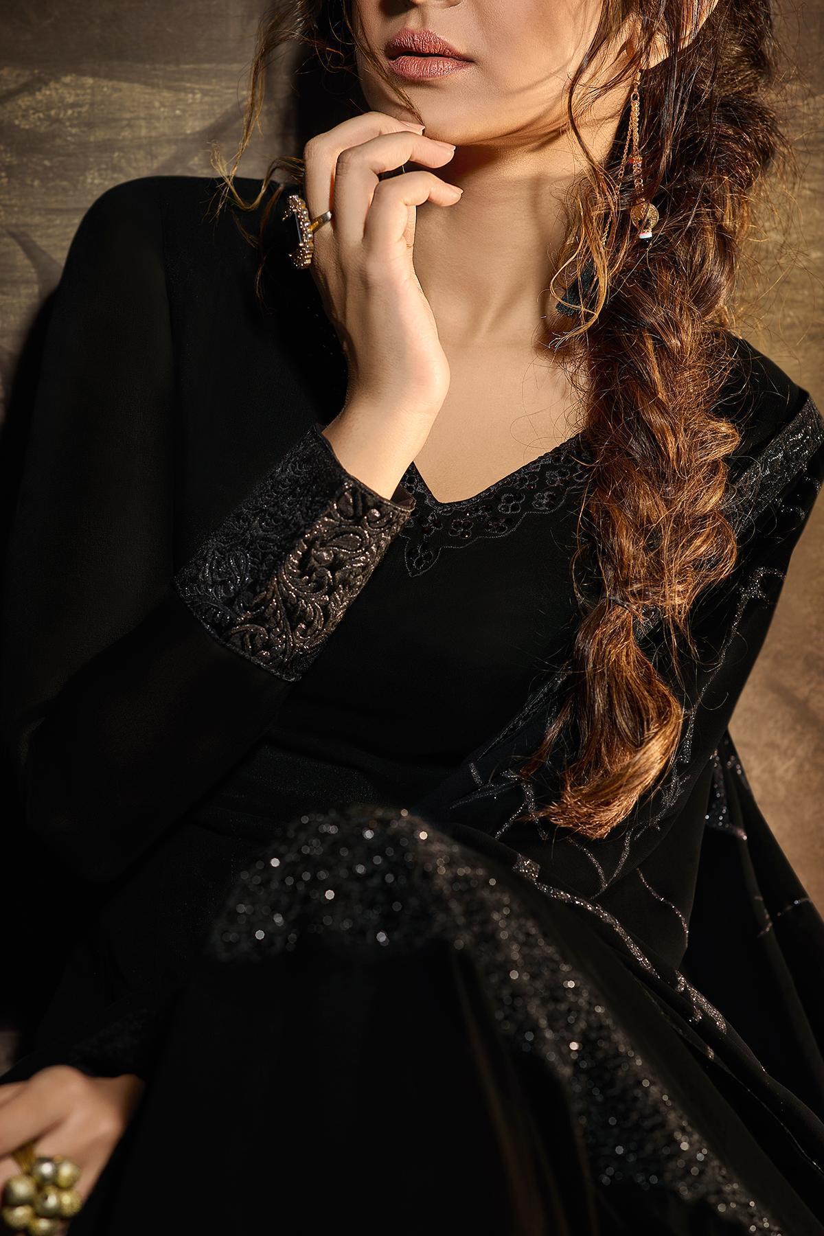 Black Designer Party Wear Georgette Gown