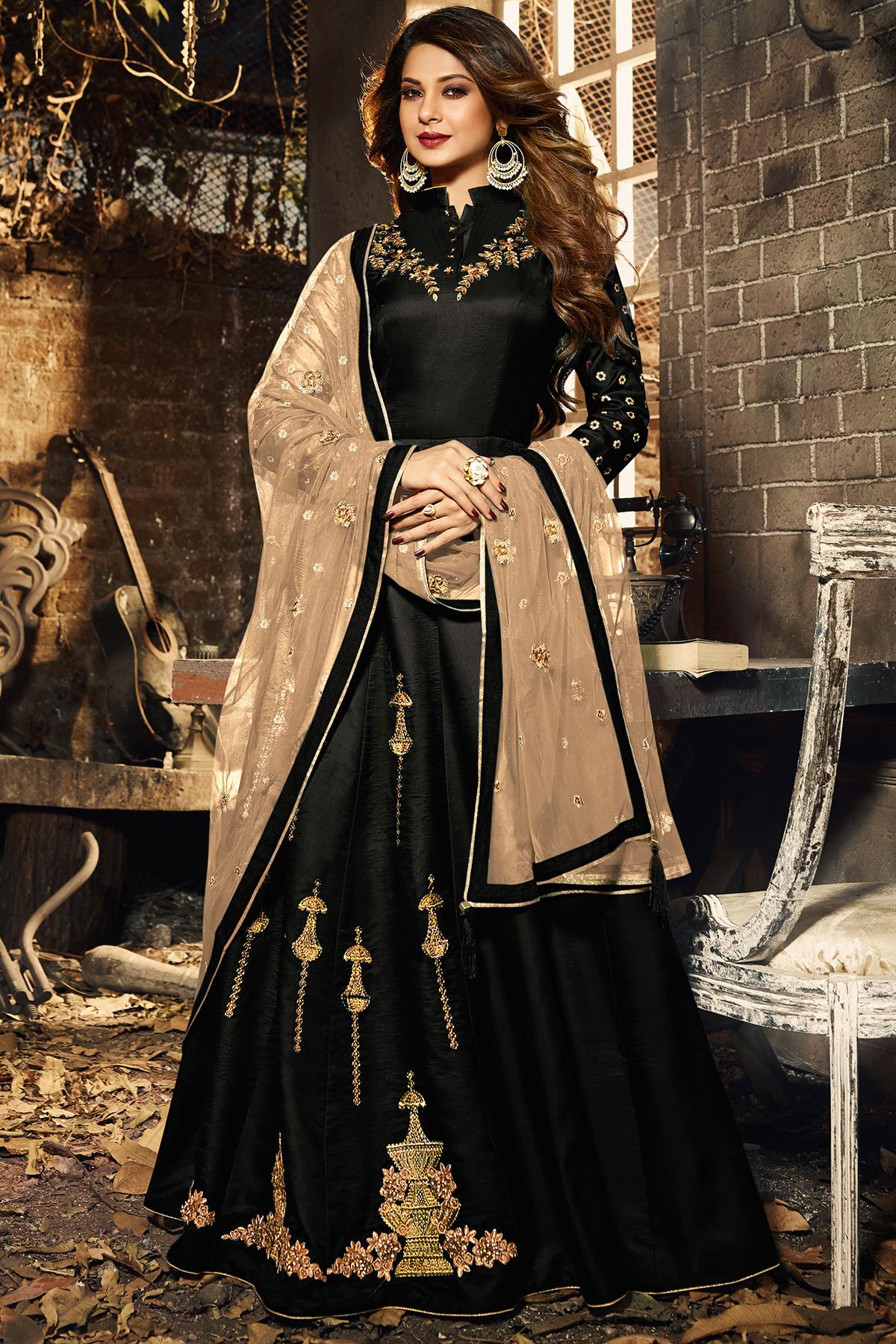 Black Designer Silk Gown