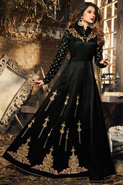 Black Designer Silk Gown
