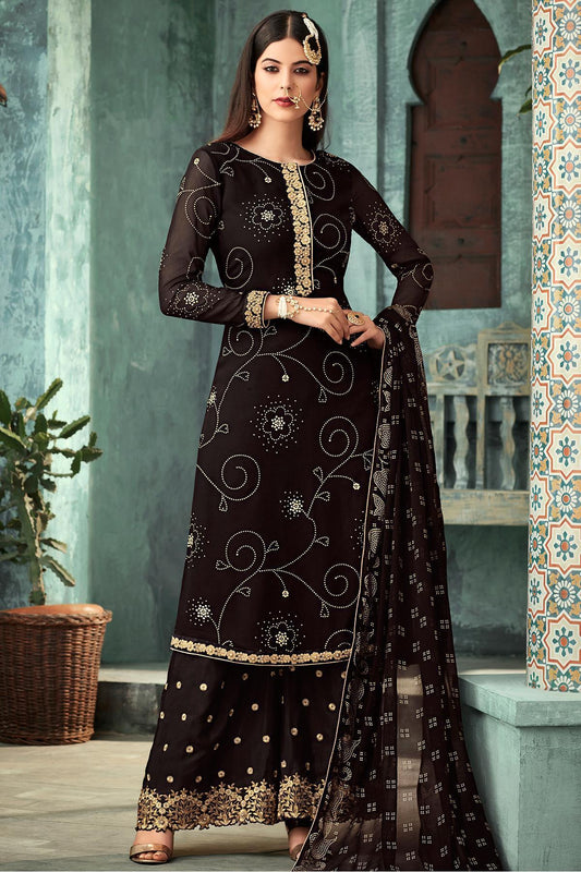 Black Georgette Party Wear Palazzo Suit