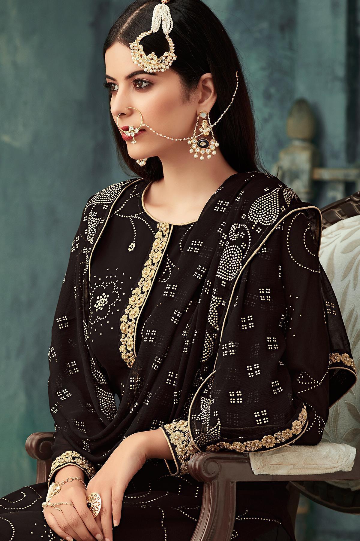 Black Georgette Party Wear Palazzo Suit