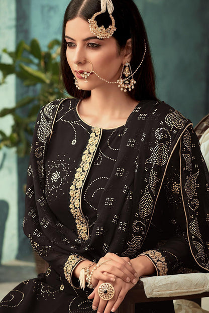 Black Georgette Party Wear Palazzo Suit