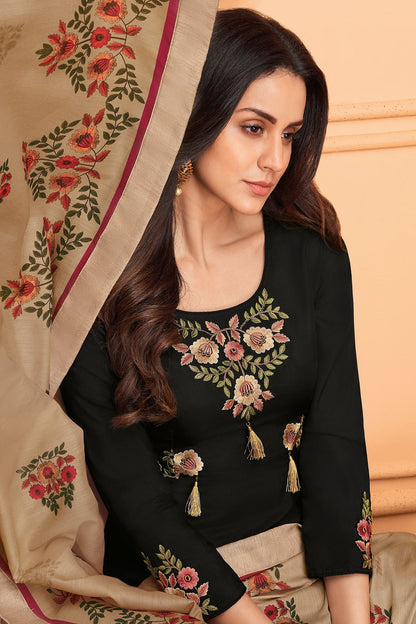 Black Maslin Designer Palazzo Suit