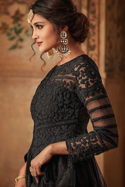 Black Net Embroidered palazzo Suit