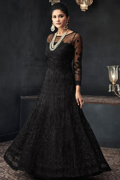 Black Net Party Wear Anarkali Suit