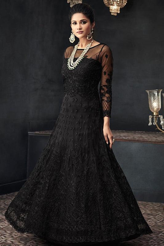 Black Net Party Wear Anarkali Suit