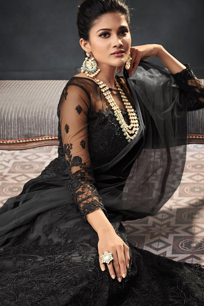 Black Net Party Wear Anarkali Suit