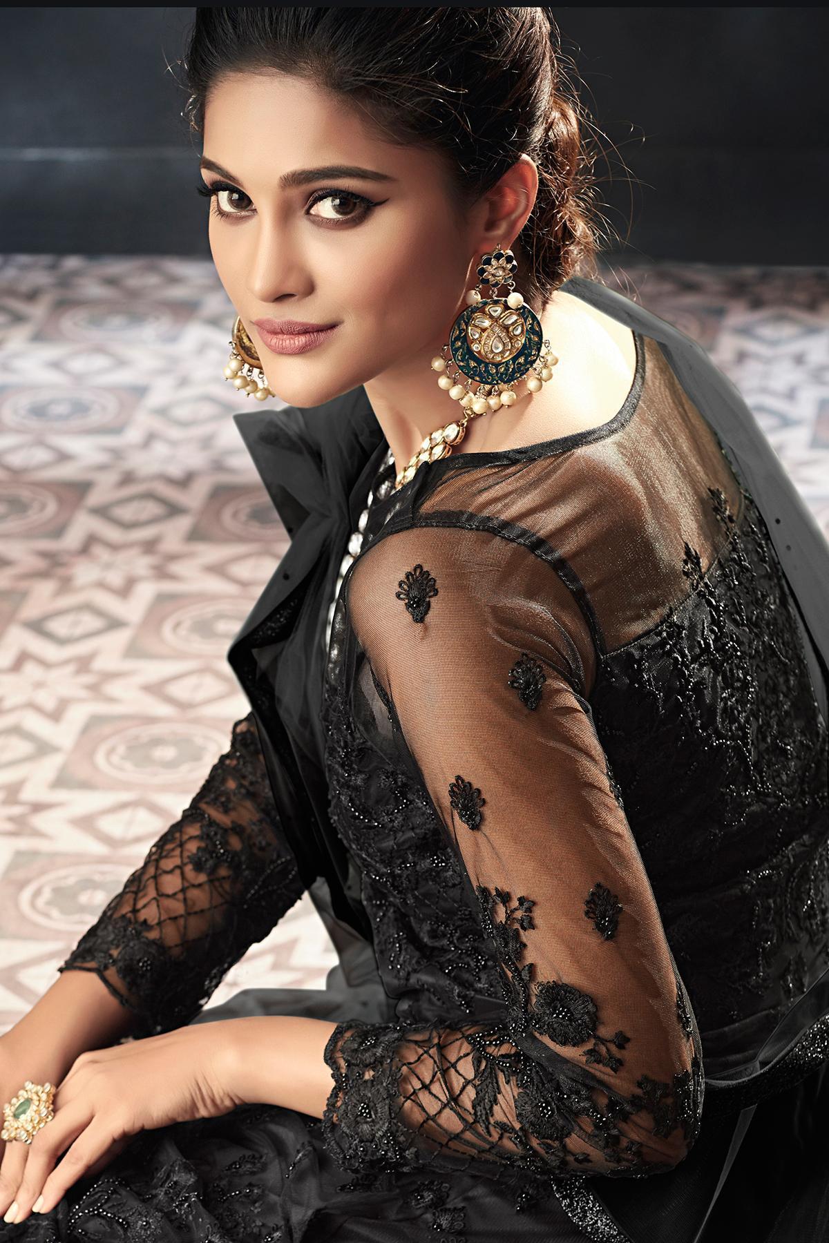 Black Net Party Wear Anarkali Suit