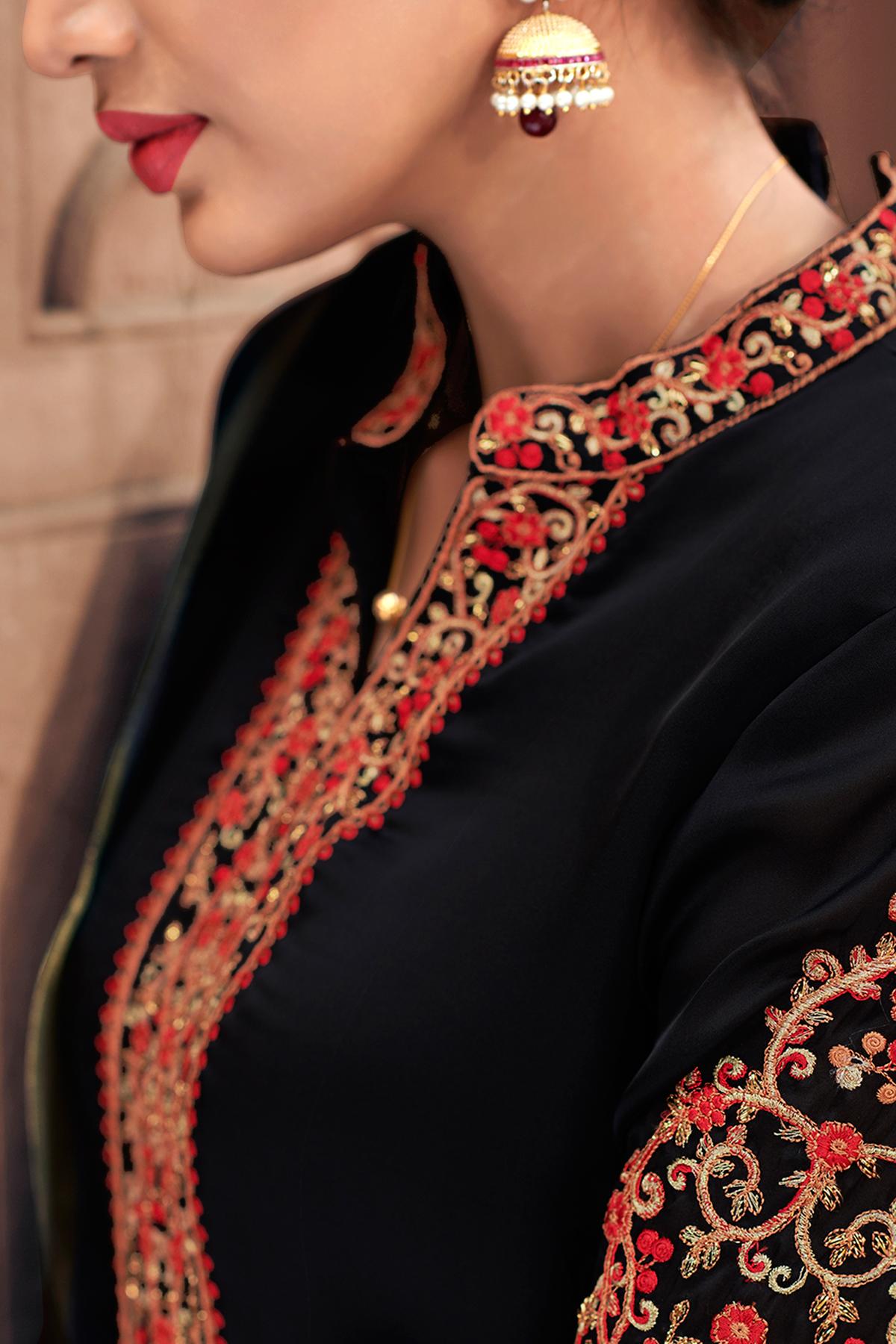 Black Traditional Party Wear Palazzo Suit