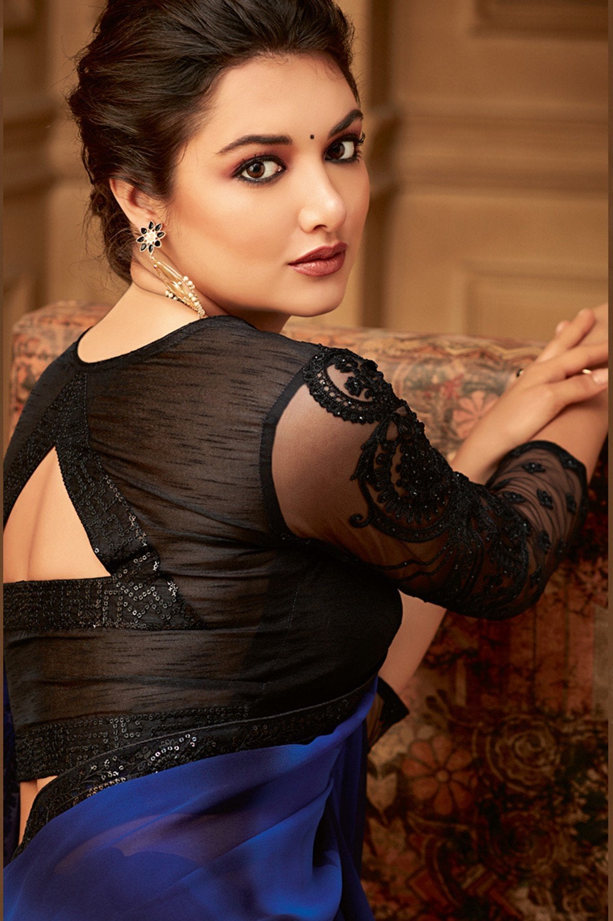 Blue Designer Party Wear Georgette Sari