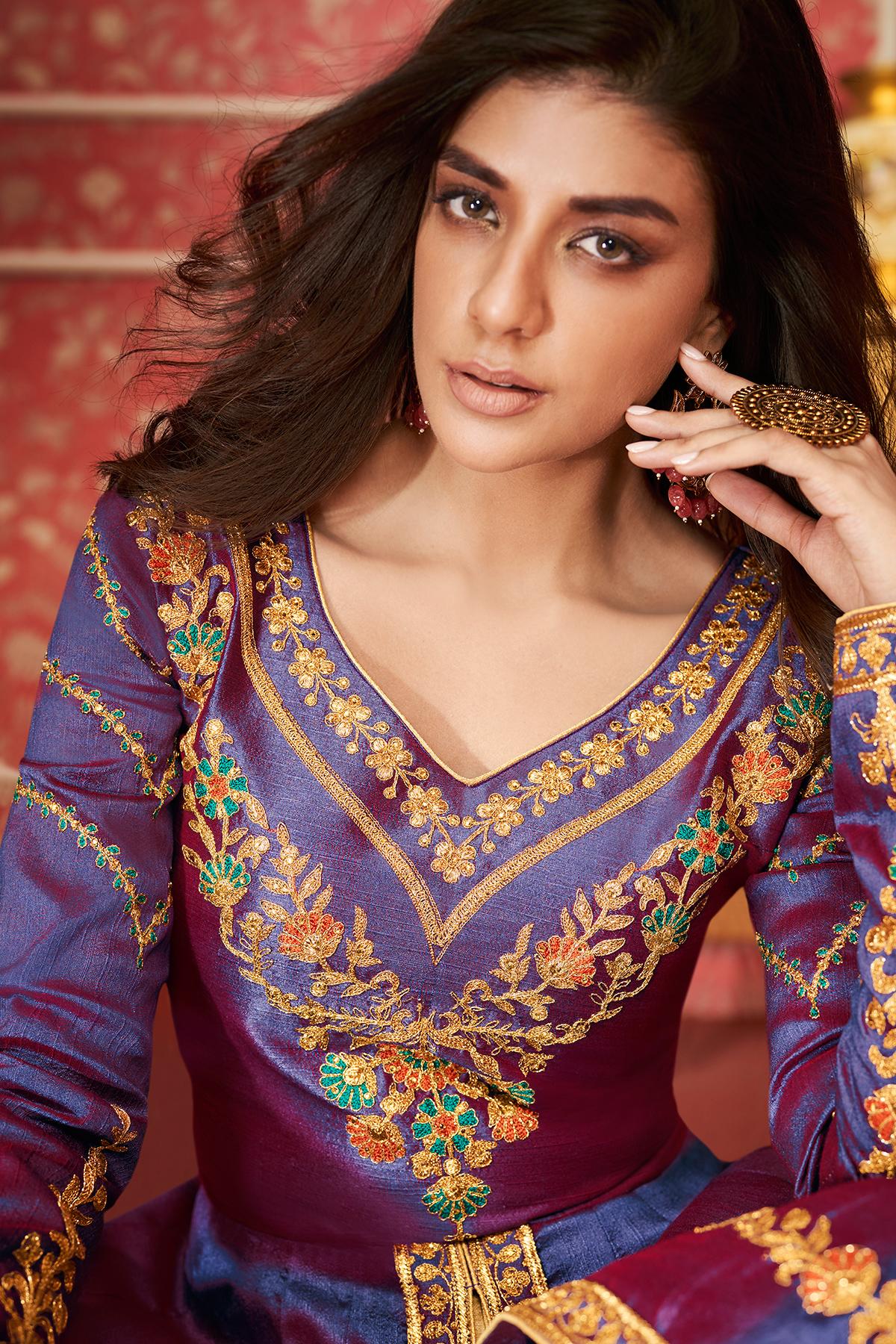 Blue Designer Slit Cut Anarkali Suit