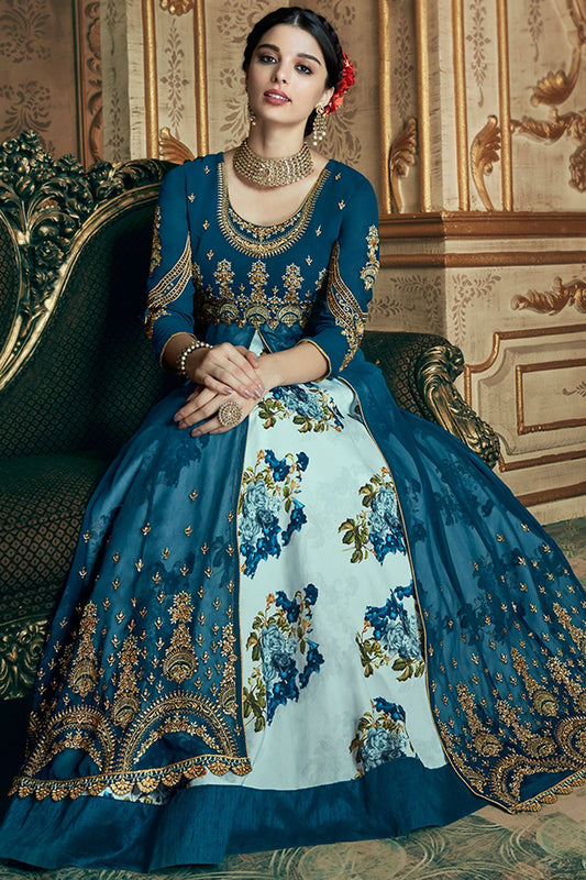 Blue Georgette Party Wear Anarkali Suit