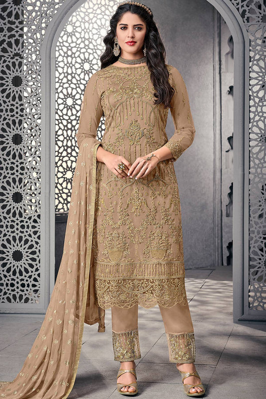 Brown Designer Straight Cut Suit