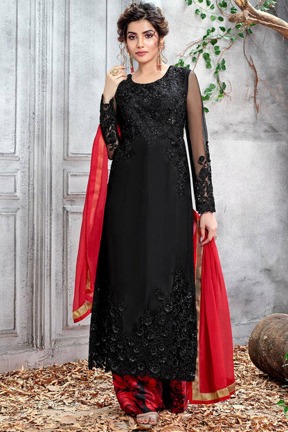 Butterfly Net Black Designer Palazzo Suit