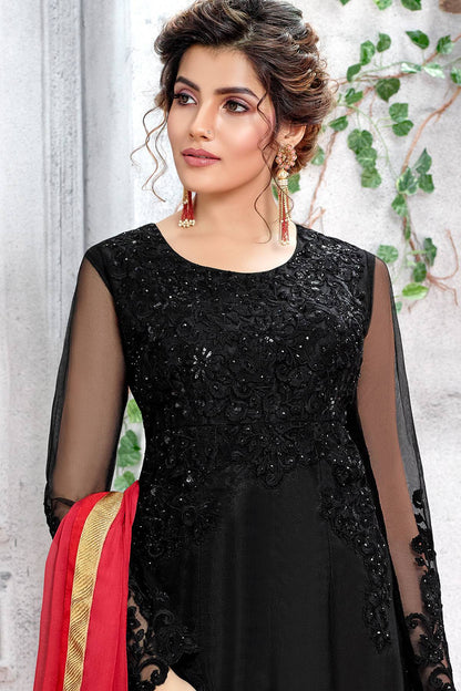 Butterfly Net Black Designer Palazzo Suit
