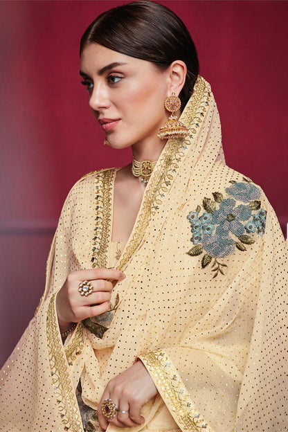 Butterscotch Designer Dola Silk Palazzo Suit