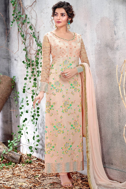 Chiffon Light ButterScotch Straight Suit