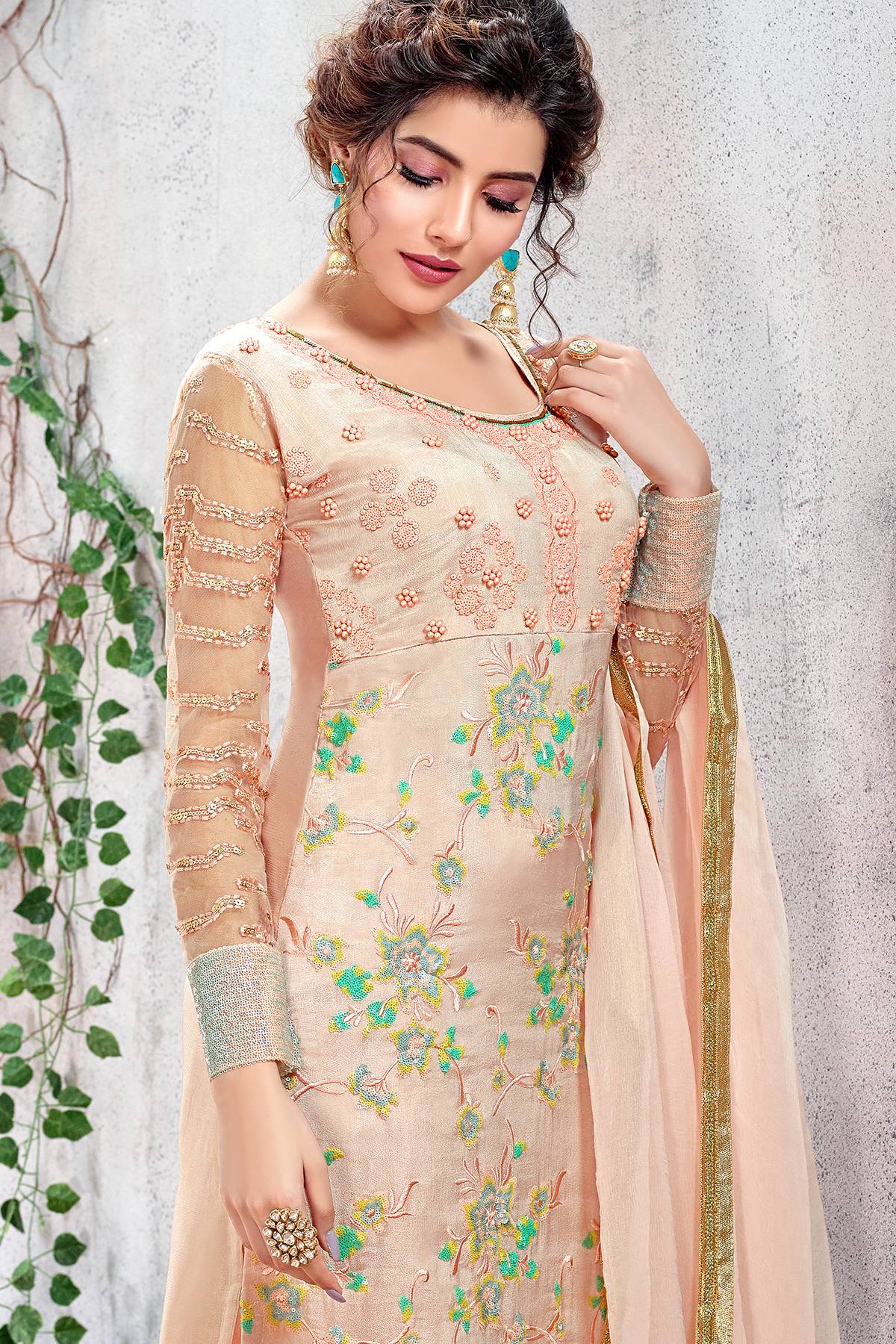 Chiffon Light ButterScotch Straight Suit