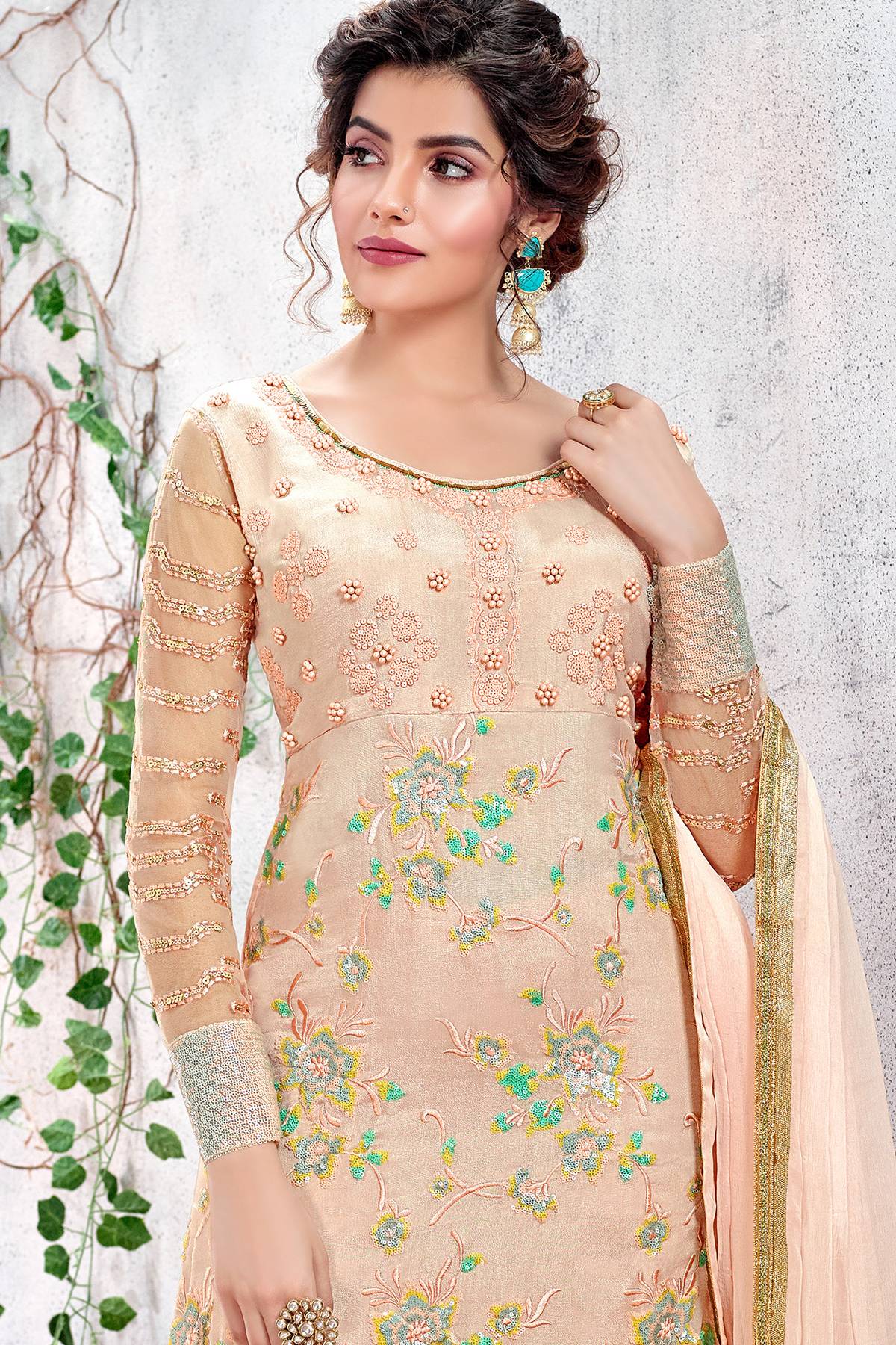 Chiffon Light ButterScotch Straight Suit