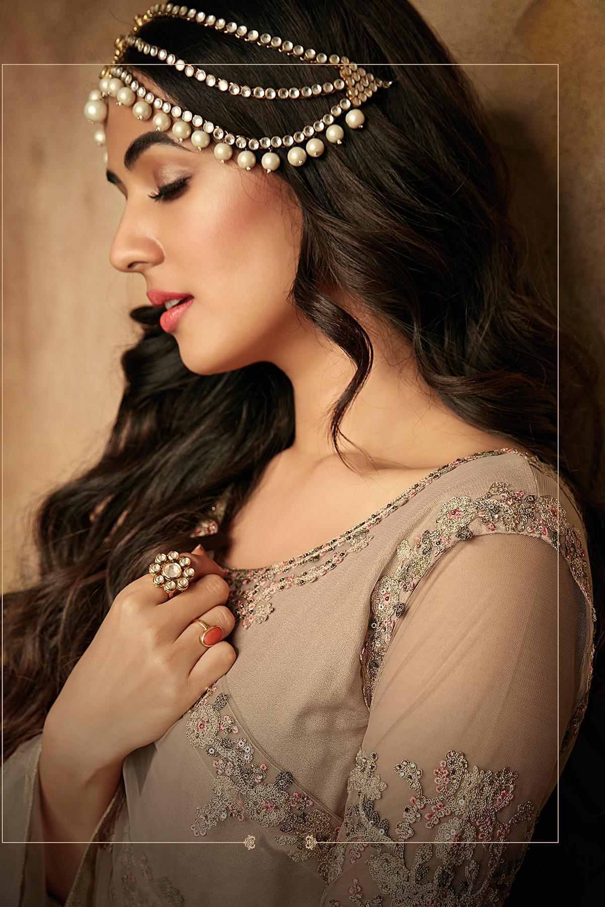 Cloud Grey Embroidered Designer Anarkali Suit