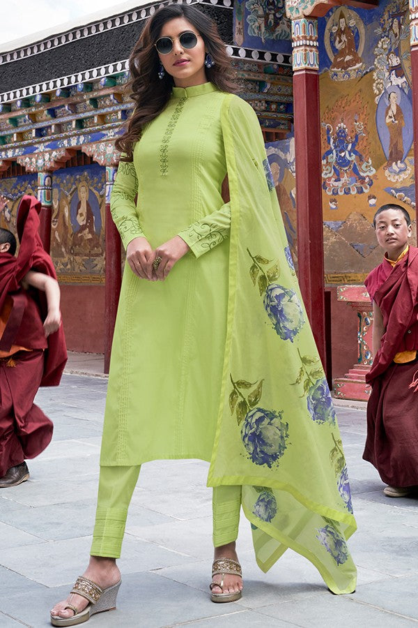 Cozy Green Casual Wear Straight Suit