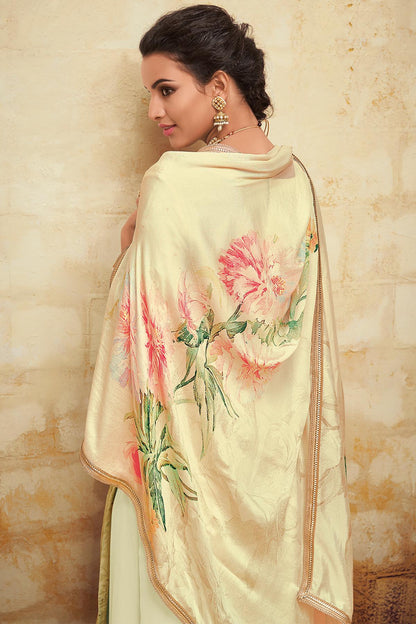 Cream Designer Georgette Palazzo Suit
