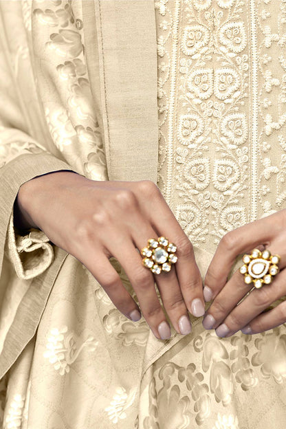 Cream Georgette Lakhnavi Straight Suit